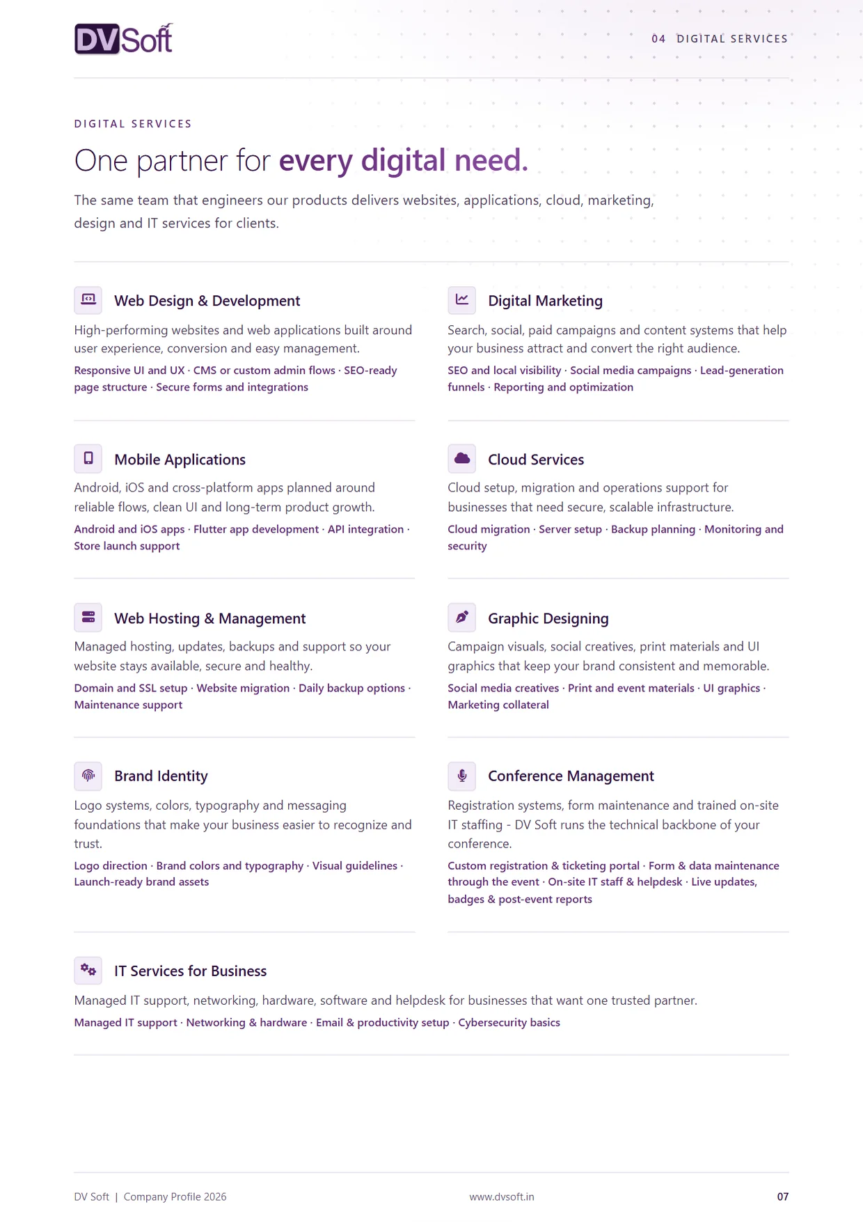 DV Soft company profile, page 7: Digital services