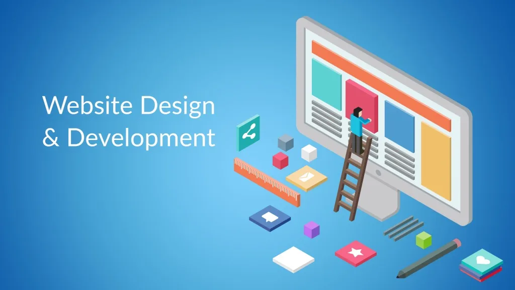 Illustration of a website being designed and developed